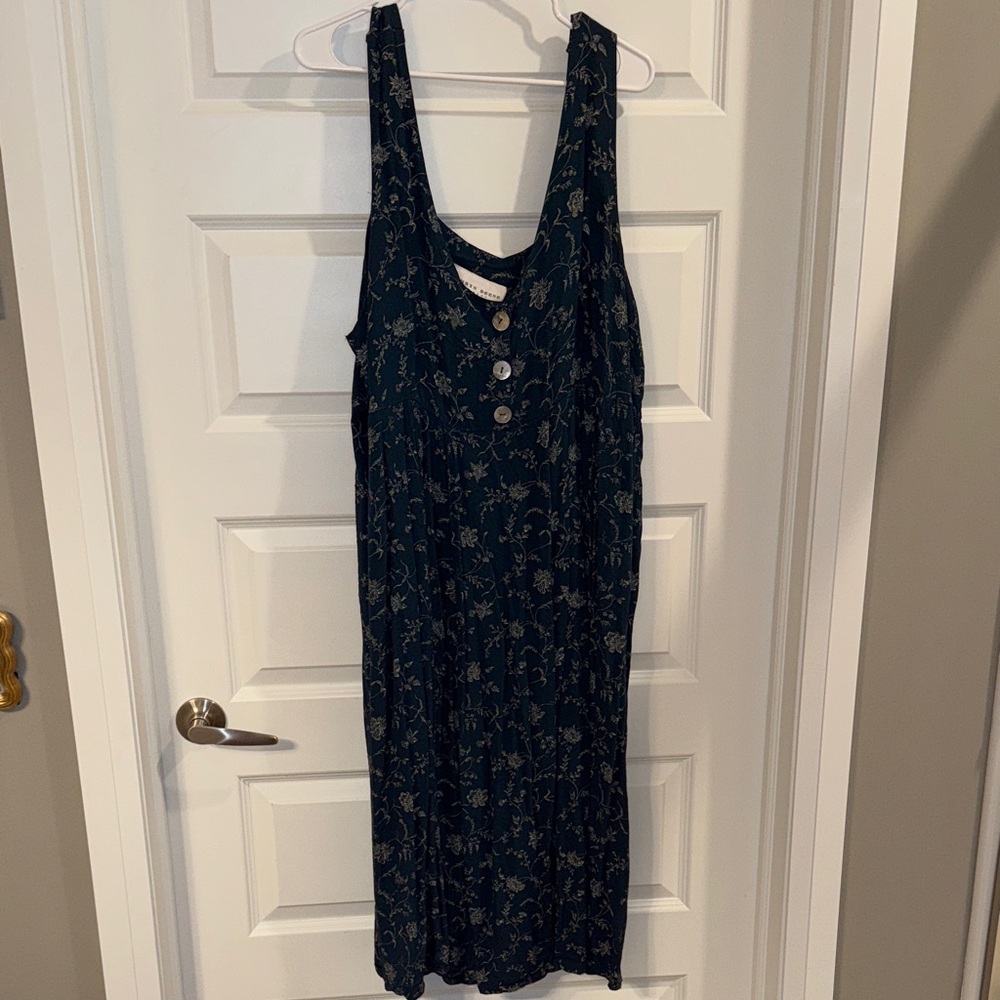 Vintage 90’s Dark Floral Button-Front Tank Dress